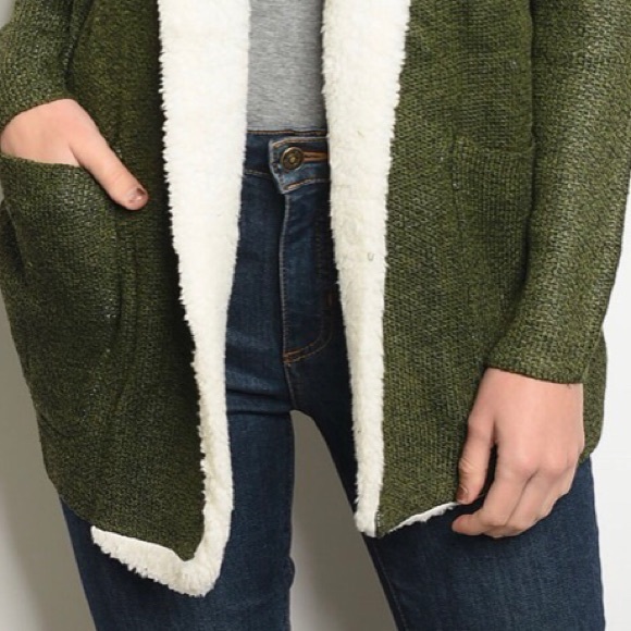 OLIVE SHERPA COAT - Picture 6 of 8